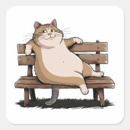 Adesivo Quadrado Cat The Bench Sitter