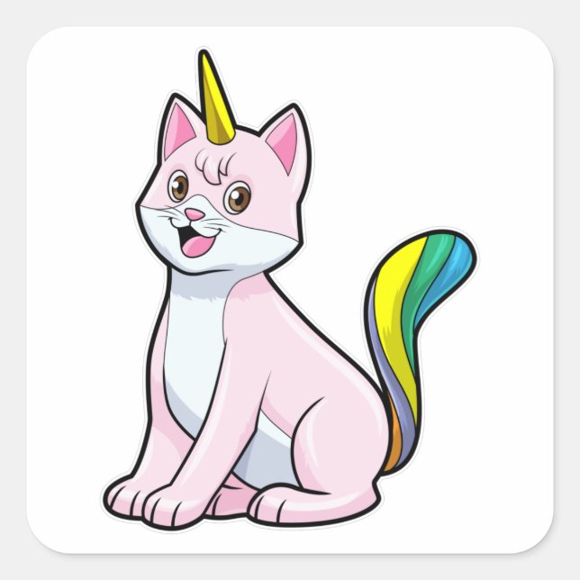 Adesivo Quadrado Cat Unicorn (Frente)