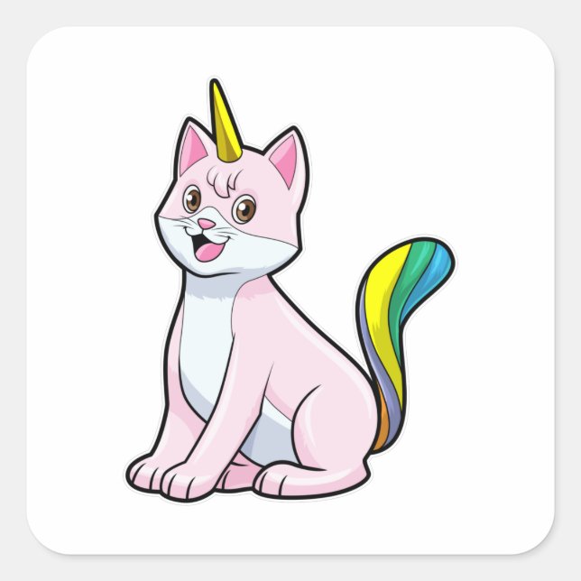 Adesivo Quadrado Cat Unicorn (Frente)