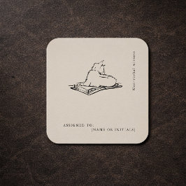 Adesivo Quadrado Cat Vintage Scientific Art | Dark Academia 