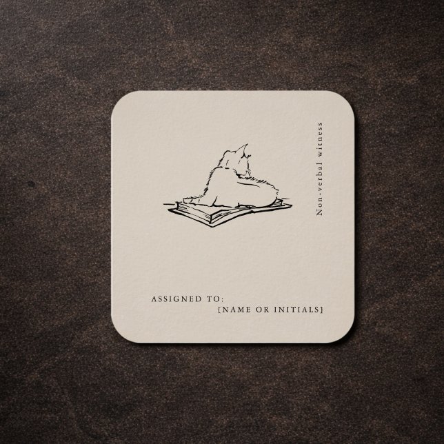 Adesivo Quadrado Cat Vintage Scientific Art | Dark Academia  (Criador carregado)