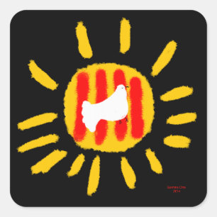 Adesivo Quadrado Catalunha Sol, Símbolo Patriótico, Catalunha