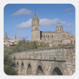 Adesivo Quadrado Catedrais de Salamanca, vistas da Puente Romano