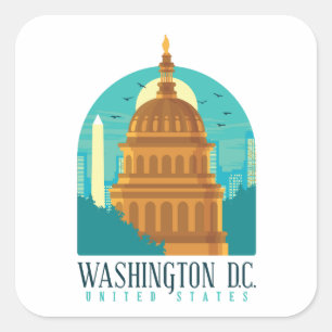 Adesivo Quadrado Catedral Capitólio dos Estados Unidos em Washingto