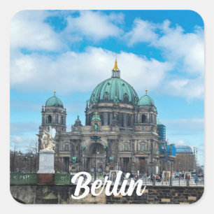Adesivo Quadrado Catedral de Berlim e torre de TV em Berlim, Aleman