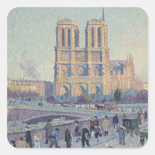 Adesivo Quadrado Catedral de Notre Dame Paris Pintura Clássica Fran (Frente)