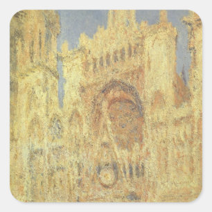 Adesivo Quadrado Catedral de Rouen, por do sol por Claude Monet