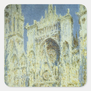 Adesivo Quadrado Catedral de Rouen West Facade Sunlight, Claude Mon