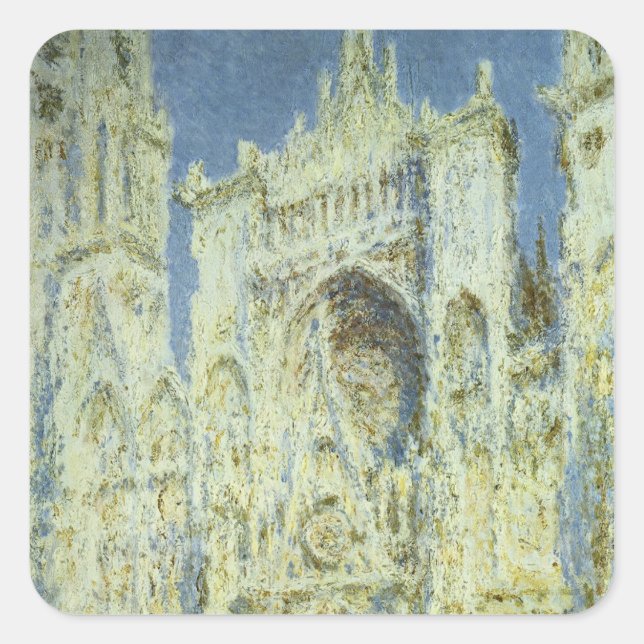 Adesivo Quadrado Catedral de Rouen West Facade Sunlight, Claude Mon (Frente)