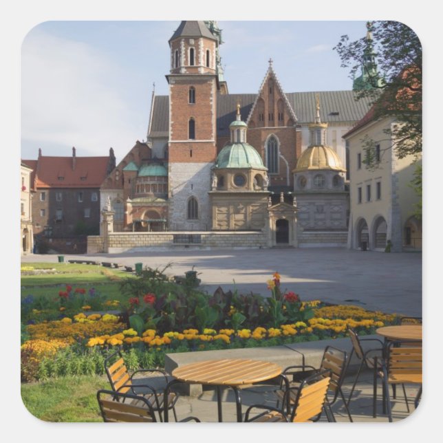 Adesivo Quadrado Catedral de Wawel, no café, em Wawel Hill, (Frente)