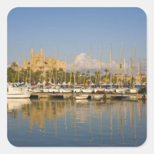 Adesivo Quadrado Catedral e marina, Palma, Mallorca, Espanha