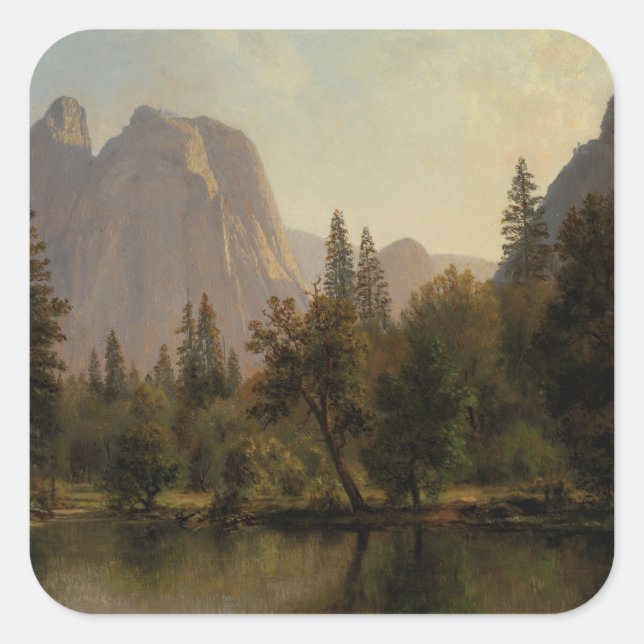 Adesivo Quadrado Catedral Rochas, Vale Yosemite Albert Bierstadt (Frente)