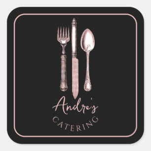 Adesivo Quadrado Catering do logotipo Elegante preto