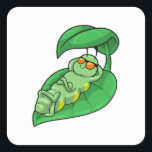 Adesivo Quadrado Caterpillar with Leaf<br><div class="desc">This design is the perfect gift for a birthday,  Christmas and other celebrations. It is suitable for women,  men and kids.</div>