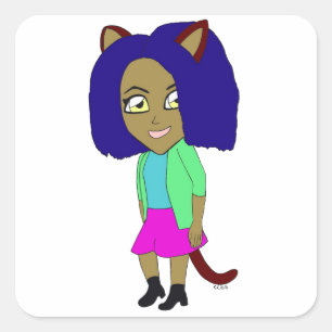 Adesivo Quadrado catgirl