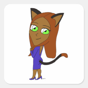 Adesivo Quadrado catgirl chibi