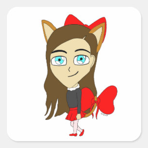 Adesivo Quadrado catgirl chibi