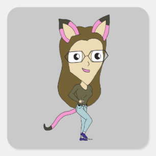 Adesivo Quadrado catgirl chibi