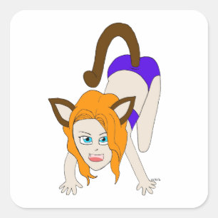 Adesivo Quadrado catgirl chibi