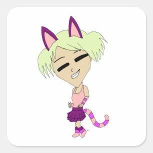 Adesivo Quadrado catgirl chibi