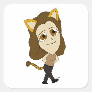 Adesivo Quadrado catgirl chibi