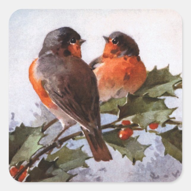 Adesivo Quadrado Catherine Klein: Robins sobre Holly (Frente)