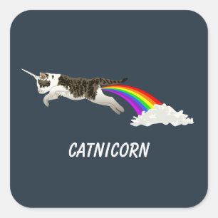 Adesivo Quadrado Catnicorn - I Poop Rainbow