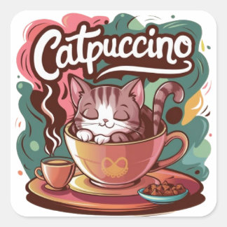 Adesivo Quadrado Catpuccino Delight