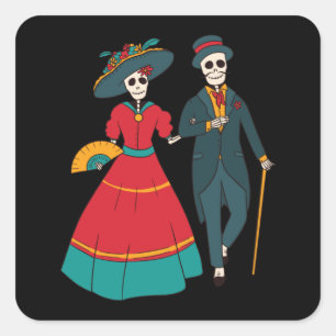 Adesivo Quadrado Catrina Casal