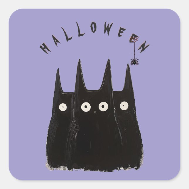 Adesivo Quadrado Cats and Halloween, personalized (Frente)