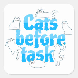 Adesivo Quadrado Cats Before Tasks Sticker