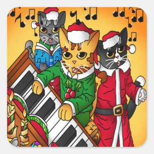 Adesivo Quadrado Cats de Natal