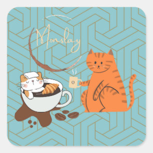 Adesivo Quadrado Cats de segunda-feira