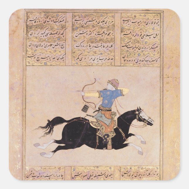 Adesivo Quadrado Cavaleiro desenhando seu arco (Frente)