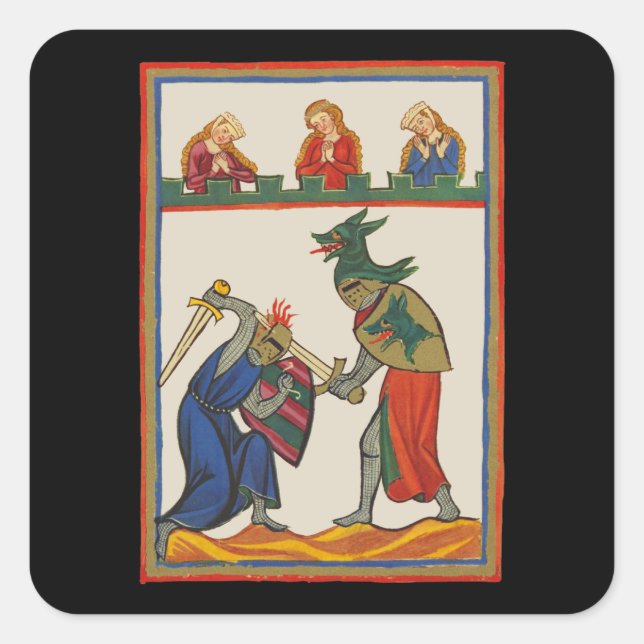 Adesivo Quadrado Cavaleiros De Combate Em Um Torneio, 14 (Frente)