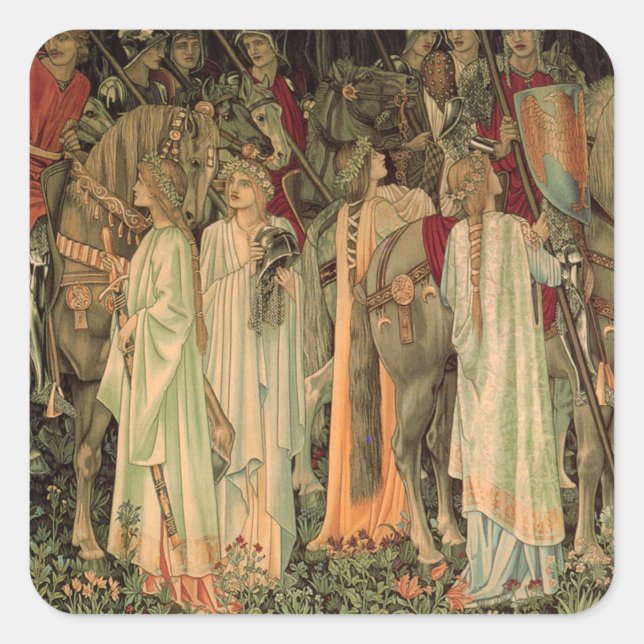 Adesivo Quadrado Cavaleiros medievais da Mesa redonda (Frente)