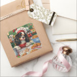 Adesivo Quadrado Cavalier King Charles Spaniel Baking Christmas<br><div class="desc">Capturar a alegria de assar de férias com esta encantadora cena,  com um chef alegre rodeado de doces de Natal e decorações festivas. Uma celebração animadora das tradições mais doces da estação.</div>
