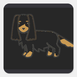 Adesivo Quadrado cavalier king charles spaniel black e tan cartoo