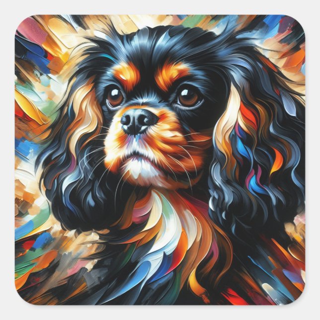 Adesivo Quadrado Cavalier King Charles Spaniel Dog Acrylic Impressã (Frente)