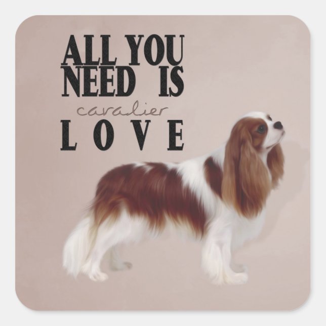 Adesivo Quadrado Cavalier King Charles Spaniel Sticker (Frente)