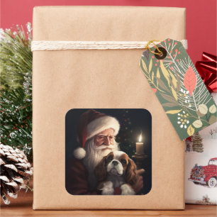 Adesivo Quadrado Cavalier King com Papai Noel Natal Festivo