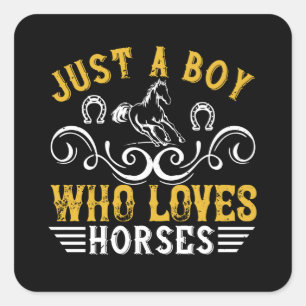 Adesivo Quadrado Cavalo - Apenas Um Menino Que Ama Cavalos