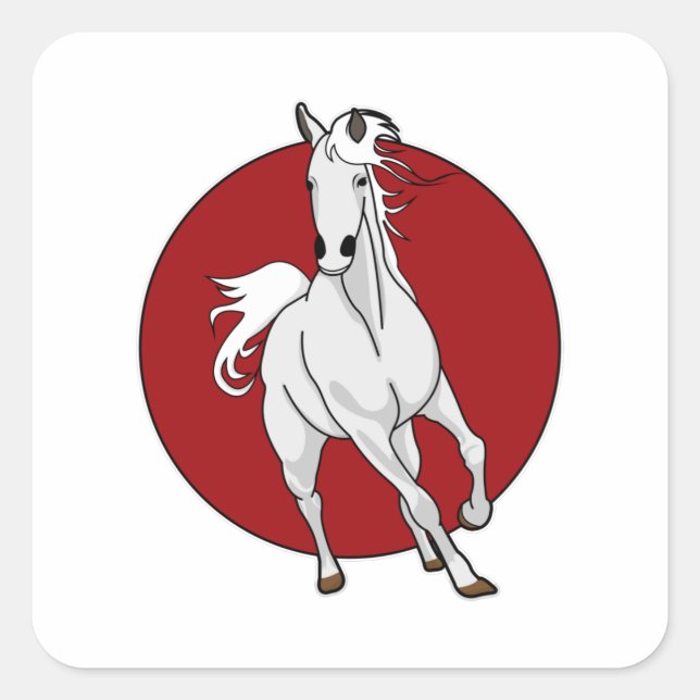 Adesivo Quadrado Cavalo Branco (Frente)