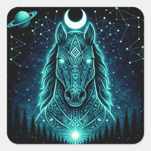Adesivo Quadrado Cavalo Celestial – Galáxia da Liberdade Selvagem C