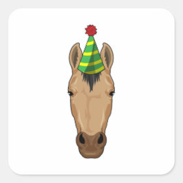 Adesivo Quadrado Cavalo com chapéu de festa