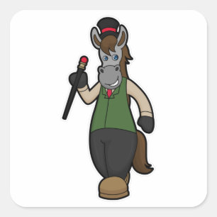 Adesivo Quadrado Cavalo com Chapéu e Cana