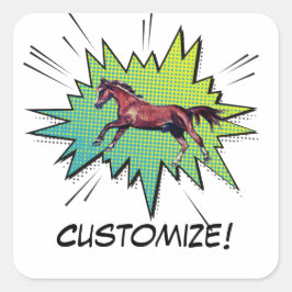 Adesivo Quadrado cavalo cômico com papoila