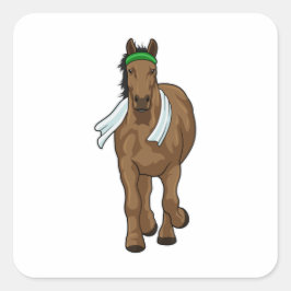 Adesivo Quadrado Cavalo como corredor com toalha