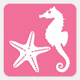 Adesivo Quadrado Cavalo-da-praia, Fuchsia rosa e branco