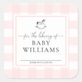 Adesivo Quadrado Cavalo de Balanço de Ginga Rosa Biblioteca de Ex-L